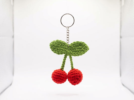 Crochet Cherry Keychain