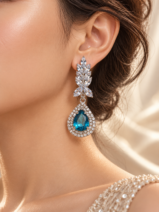 Elegant Ruby Crystal Drop Earrings