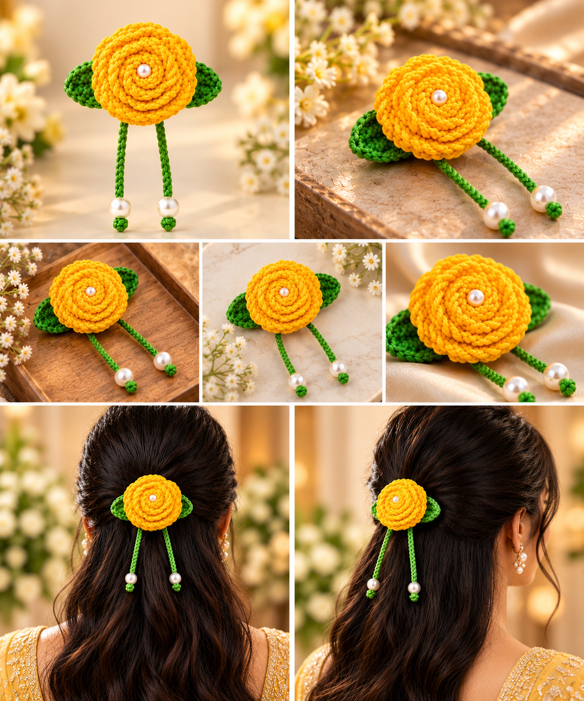 Crochet Rose Hair Pin
