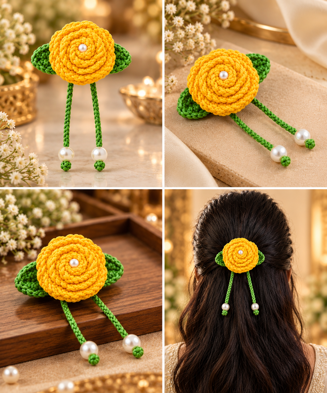 Crochet Rose Hair Pin