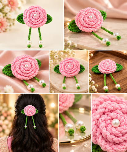 Crochet Rose Hair Pin