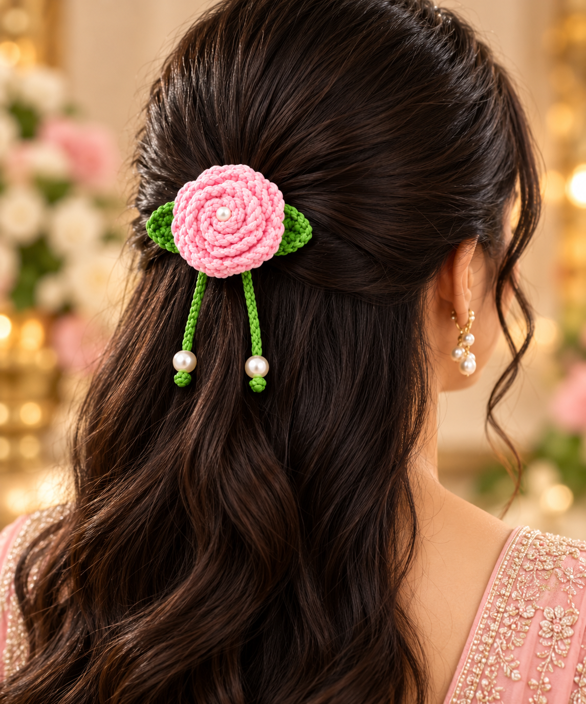 Crochet Rose Hair Pin