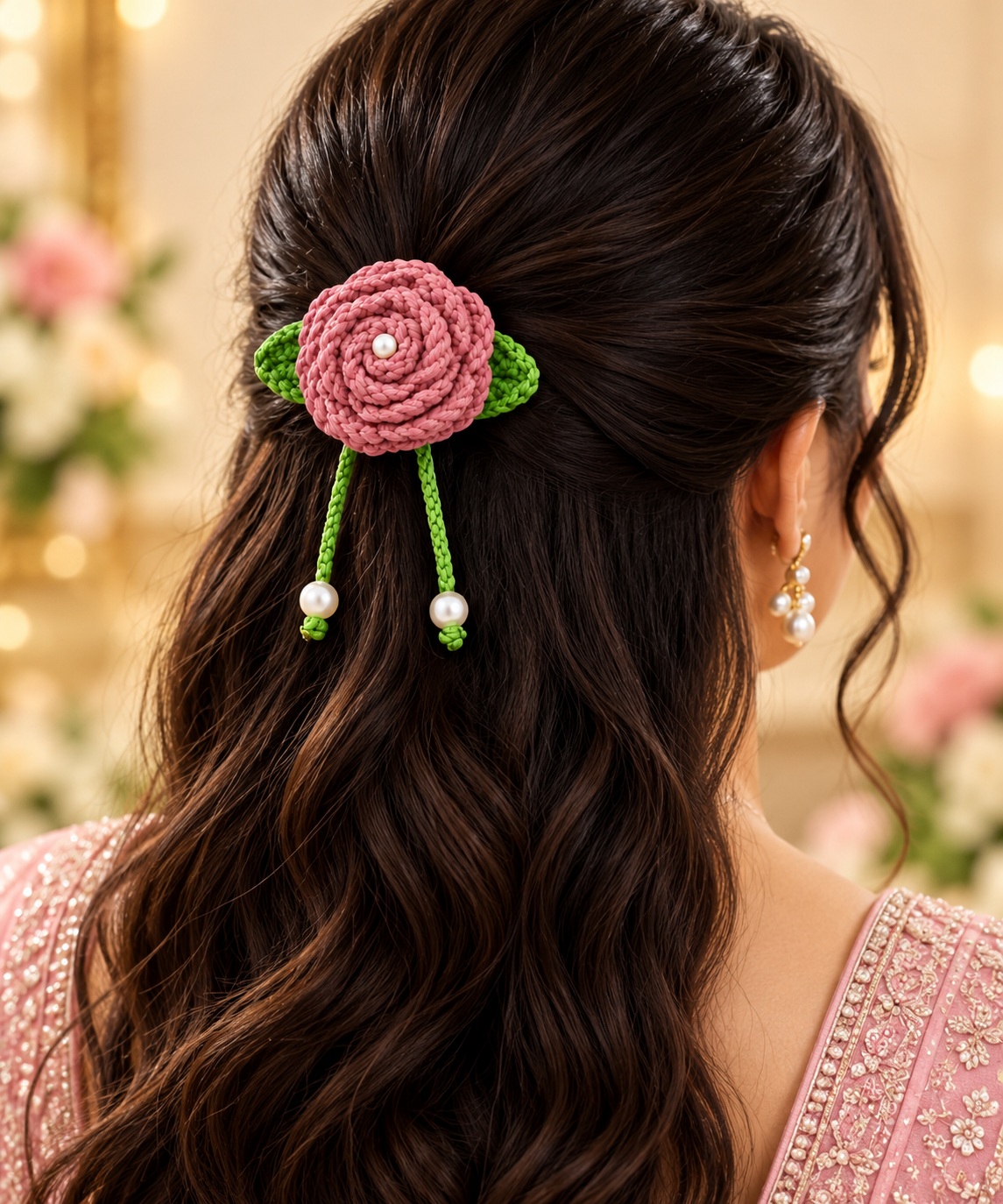 Crochet Rose Hair Pin