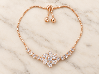 Rose Gold Floral Crystal Bracelet