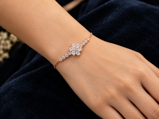 Rose Gold Floral Crystal Bracelet