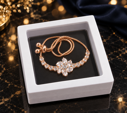 Rose Gold Floral Crystal Bracelet