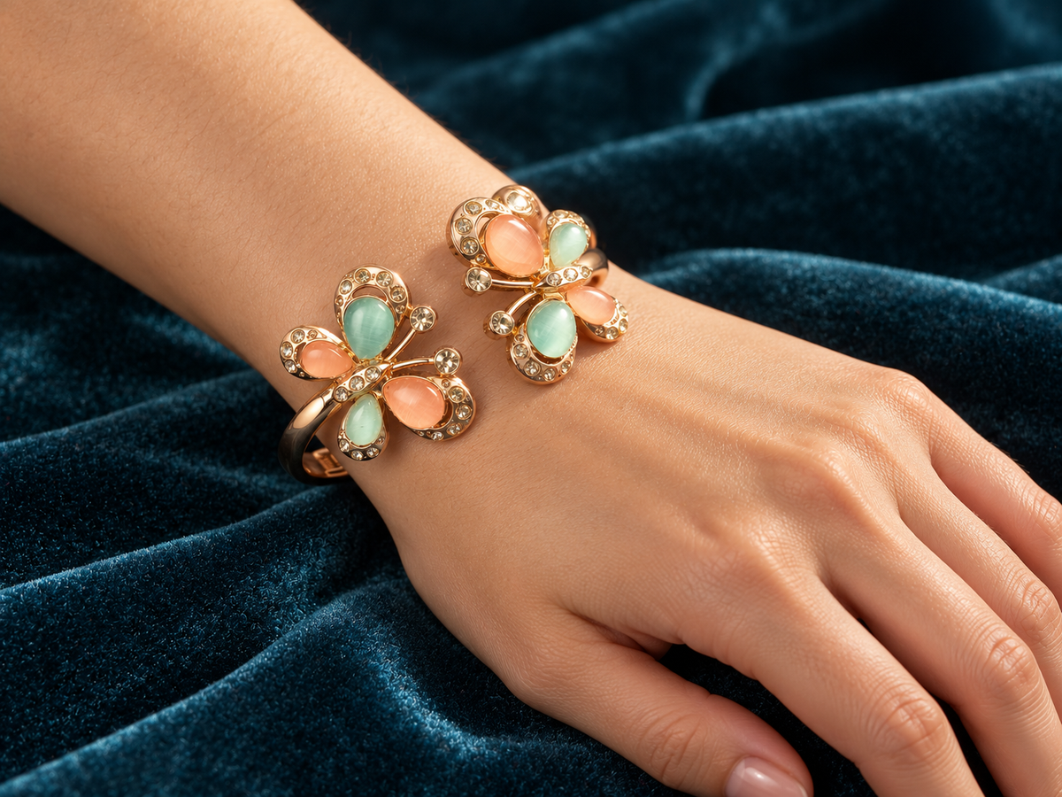 Rose Gold Butterfly Cuff Bracelet