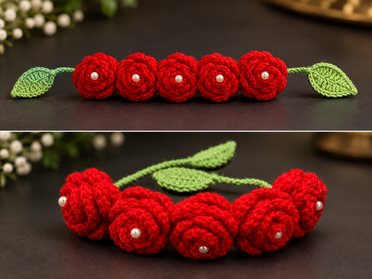 2 in 1 Crochet Rose Gajra