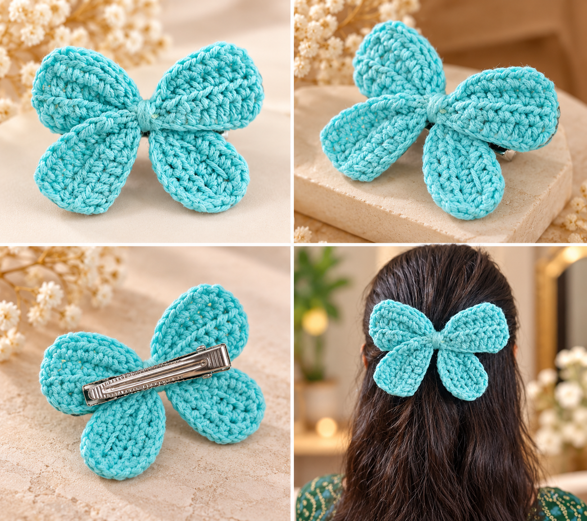 Petal Charm Crochet Bow