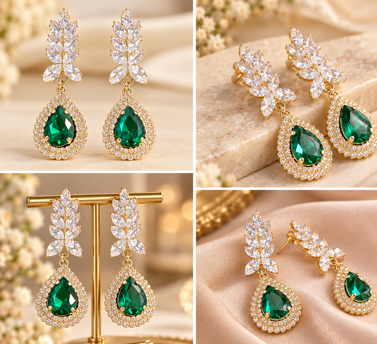 Elegant Ruby Crystal Drop Earrings