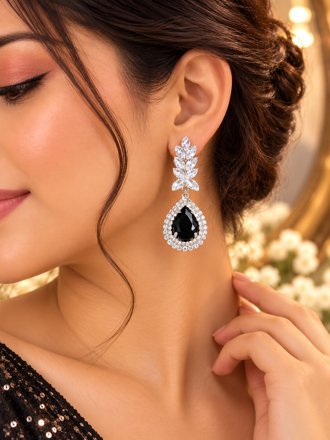 Elegant Ruby Crystal Drop Earrings