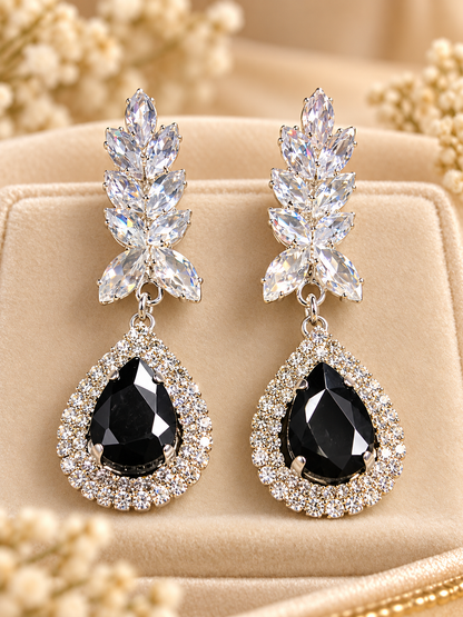 Elegant Ruby Crystal Drop Earrings
