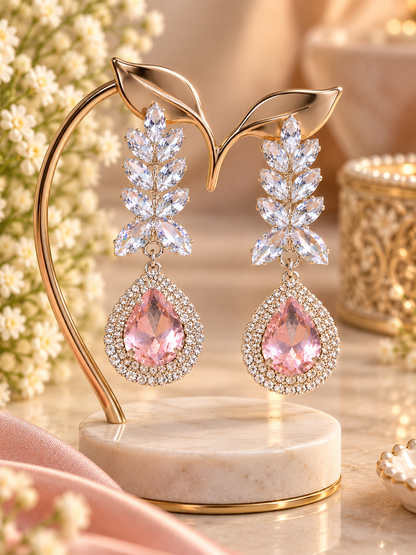 Elegant Ruby Crystal Drop Earrings