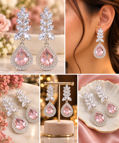 Elegant Ruby Crystal Drop Earrings