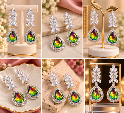Elegant Ruby Crystal Drop Earrings