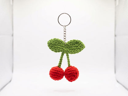 Crochet Cherry Keychain