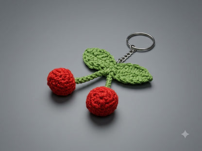 Crochet Cherry Keychain