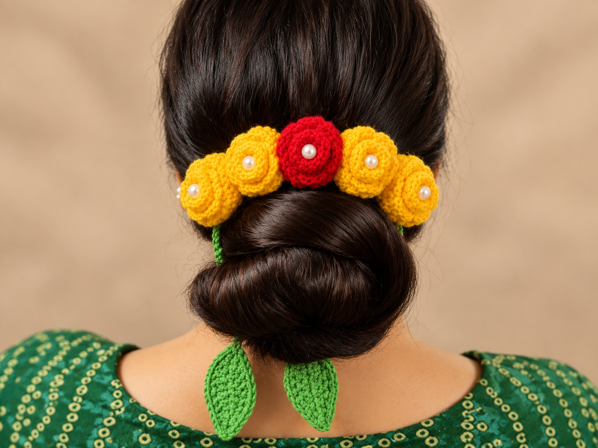 2 in 1 Crochet Rose Gajra