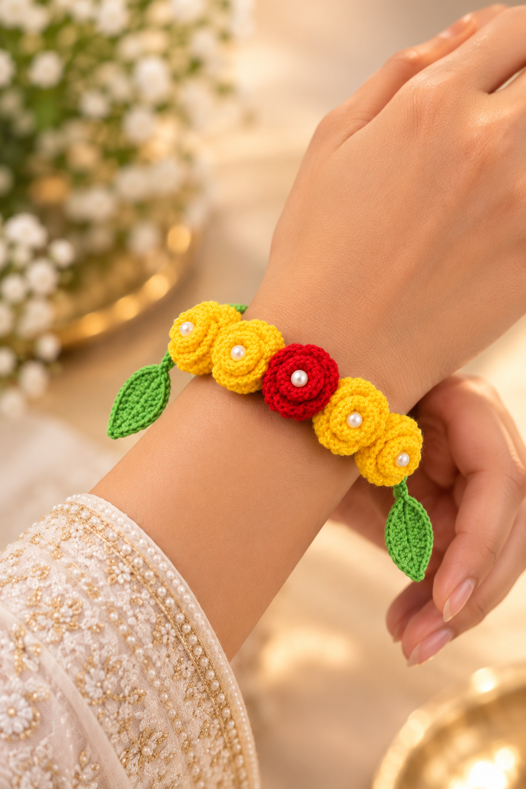 2 in 1 Crochet Rose Gajra