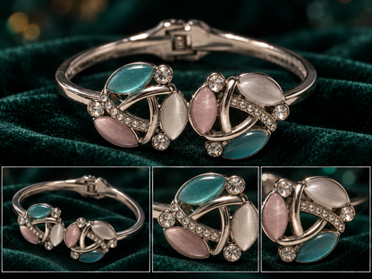 Silver-Tone Multicolor Cat’s-Eye Cuff