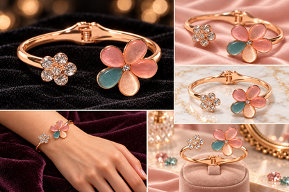 Rose-Gold Floral Hinged Cuff