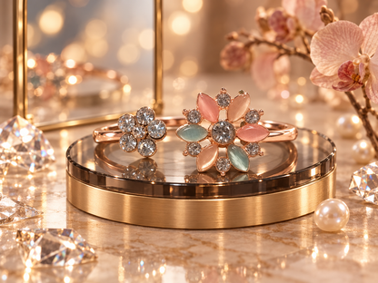 Rose-Gold Bloom Crystal Cuff