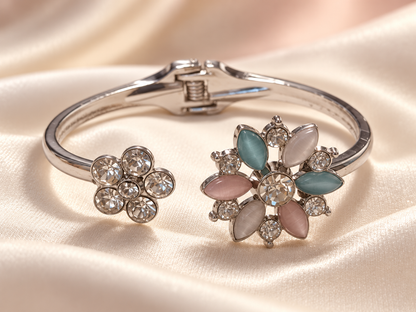 Blush & Bloom Silver-Tone Crystal Cuff Bracelet