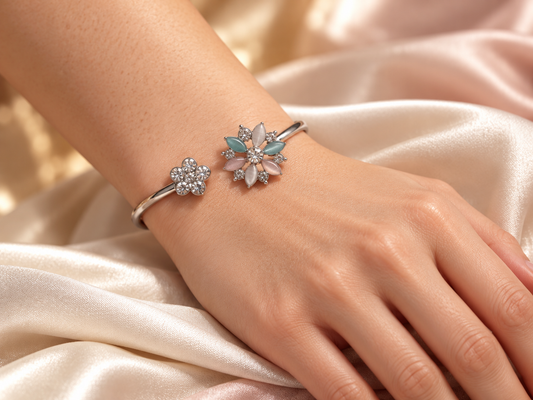 Blush & Bloom Silver-Tone Crystal Cuff Bracelet