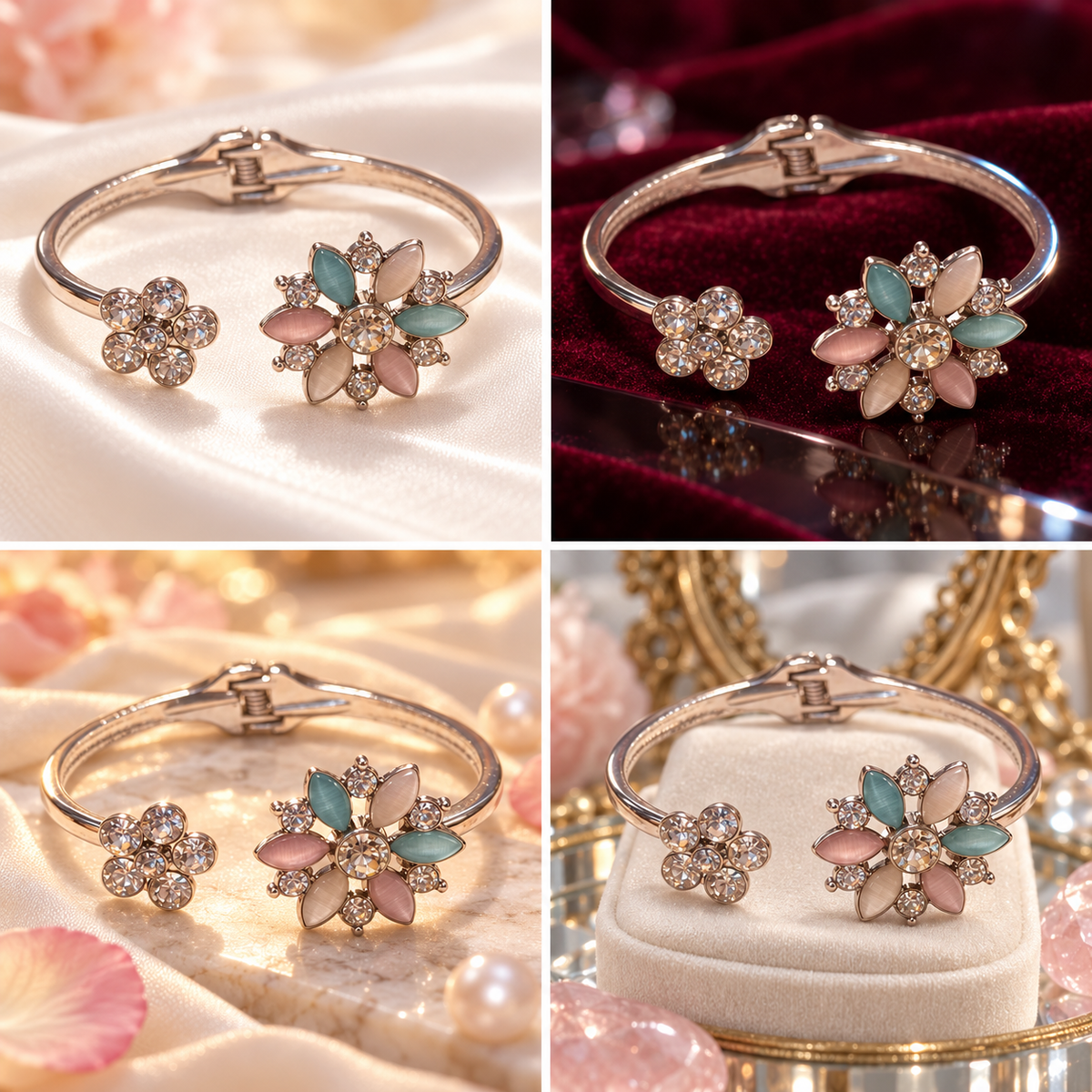 Blush & Bloom Silver-Tone Crystal Cuff Bracelet