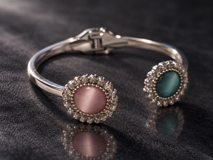 Lilac & Teal Cat’s-Eye Crystal Cuff
