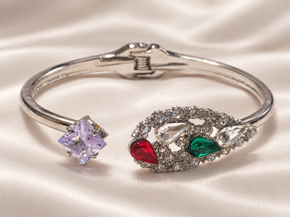Fourfold Radiance Silver-Tone Cuff Bracelet