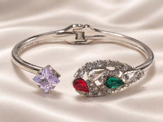 Fourfold Radiance Silver-Tone Cuff Bracelet