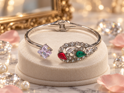 Fourfold Radiance Silver-Tone Cuff Bracelet