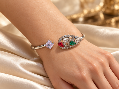 Fourfold Radiance Silver-Tone Cuff Bracelet