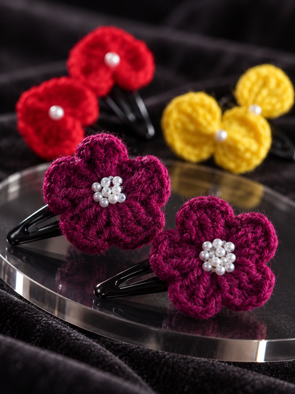 Handmade Crochet Hair Clips (12 piece)