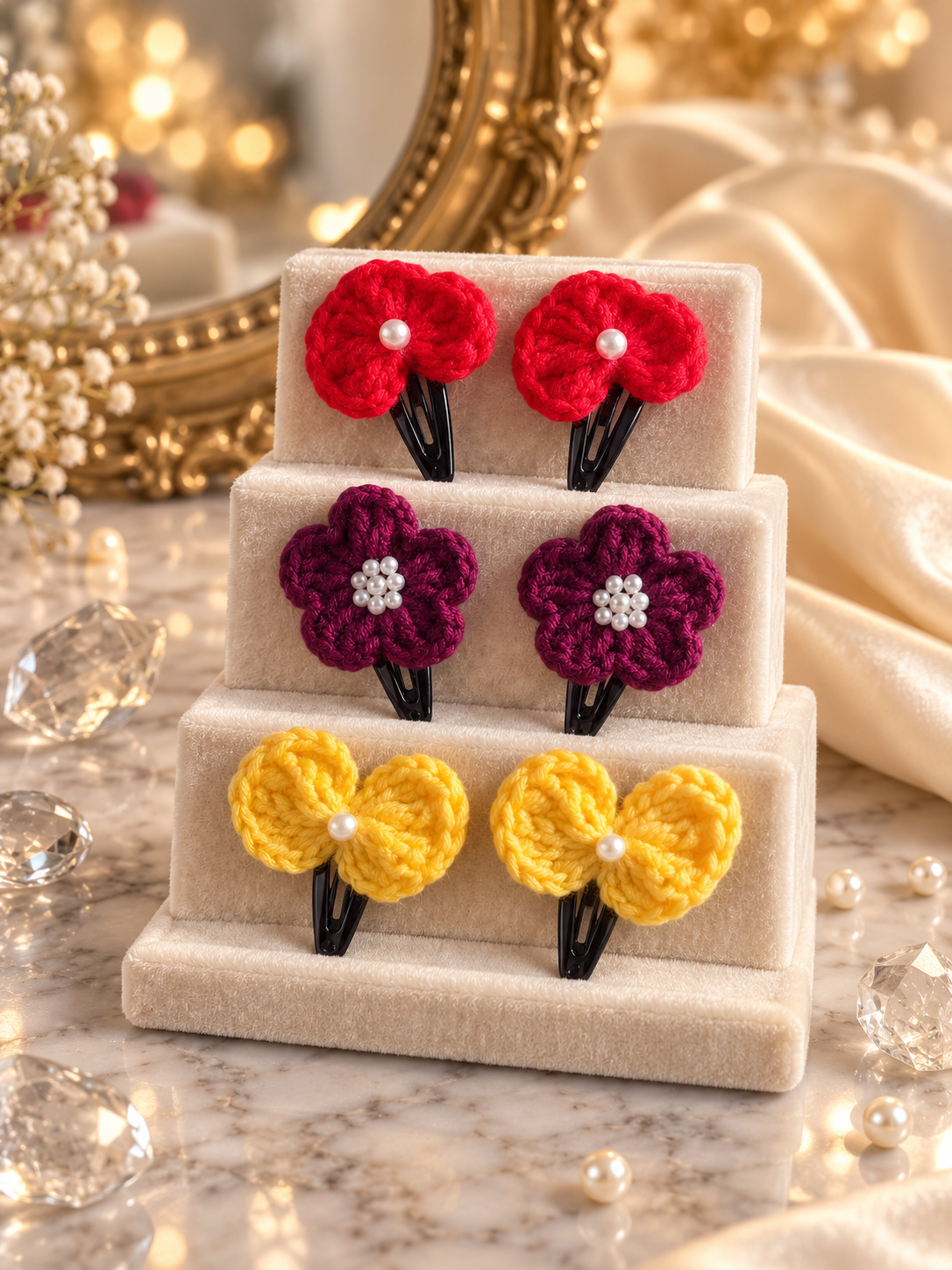 Handmade Crochet Hair Clips (12 piece)